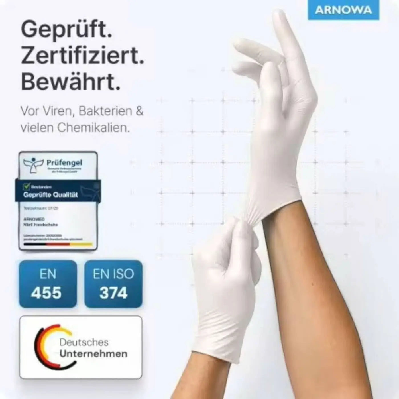 Weiß latexhandschuhe von arnowa aus nitril für einmaligen schutz gegen viren und bakterien 100 stück