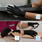 Arnomed nitril-handschuhe puderfrei in schwarz werden zum reinigen und desinfizieren von oberflächen verwendet