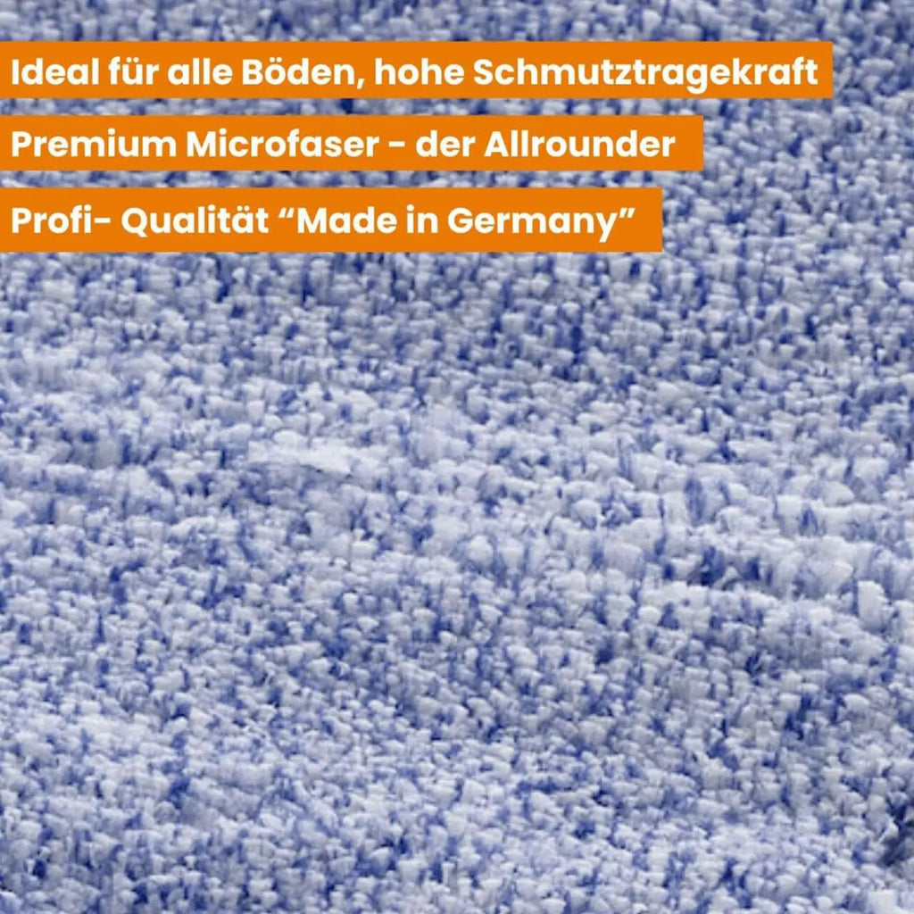 Bodenwischer profi-set mit blau weiß gesprenkeltem mikrofaser-wischmopp allround 40 cm für streifenfreie reinigung
