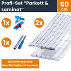 Weiße mikrofasermopps mit schwarzem mottling für bodenwischer profi-set parkett und laminat 50 cm