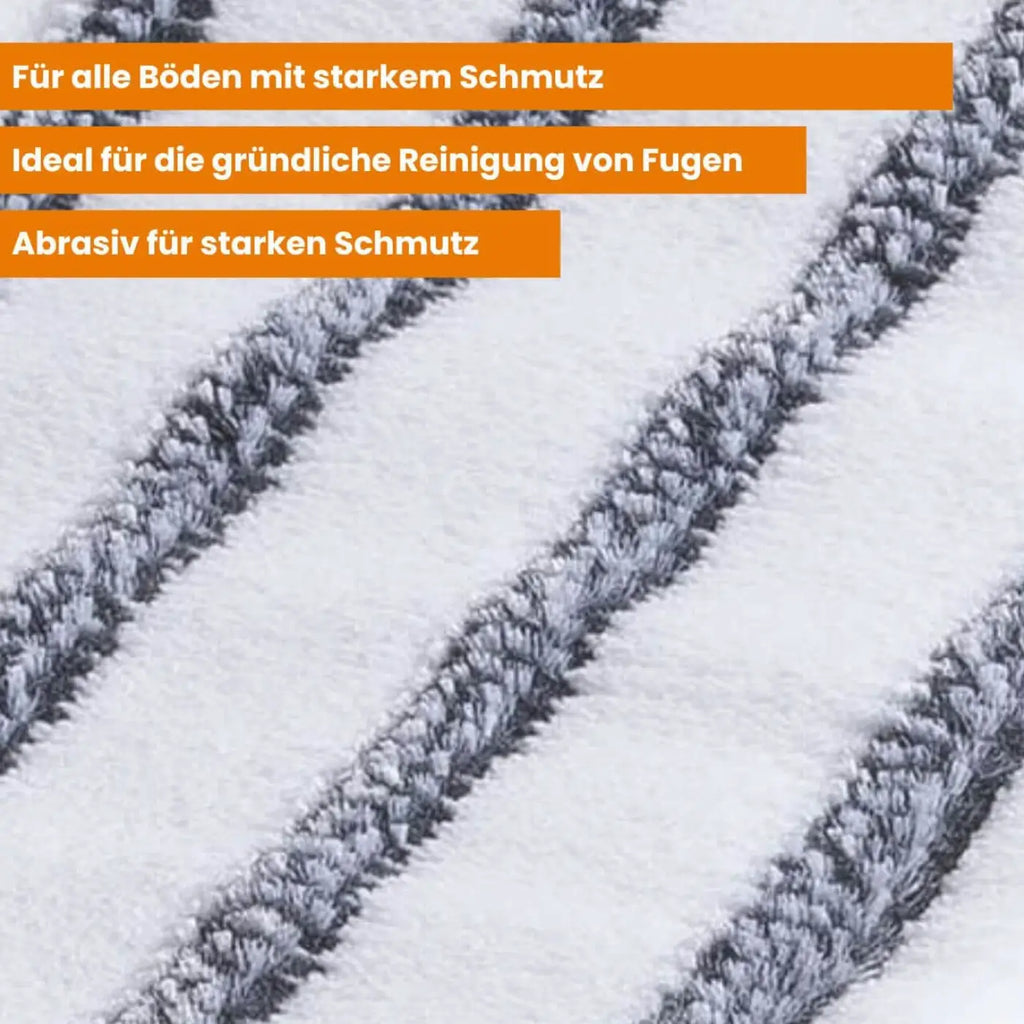 Weißer und grauer gestreifter scheuerpad mit strukturierter abrasiver oberfläche für den bodenwischer profi-set schmutzbrecher 50 cm