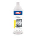 Weiße kunststoffflasche mit blau weißem etiket der marke buzil und produktlinie budenat alkasept d 445 1l
