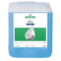 A 10 liter transparenter blauer plastikbehälter planta buz glasreiniger mit weißem etikett grün und blau akzente