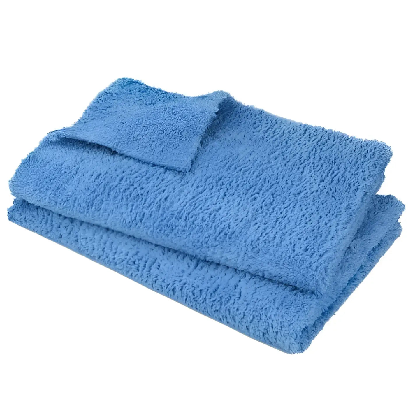 Ein weiches, hellblaues clendo auto-poliertuch basic mit flauschiger, strukturierter oberfläche