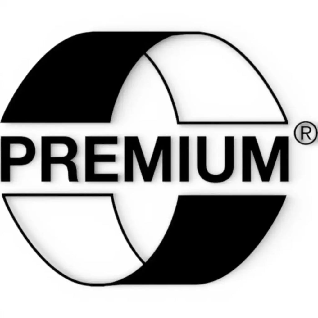 Schwarzes und weißes rundes premium-logo auf deiss premium müllsäcke 120 liter schwarz 15006 sichtbar