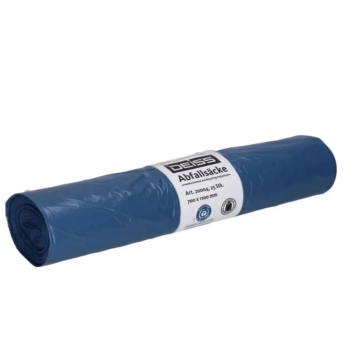 DEISS Standard Müllsäcke 120 Liter Blau Extra Stark 20004 – Produktabbildung; Lieferumfang: 10 Rollen