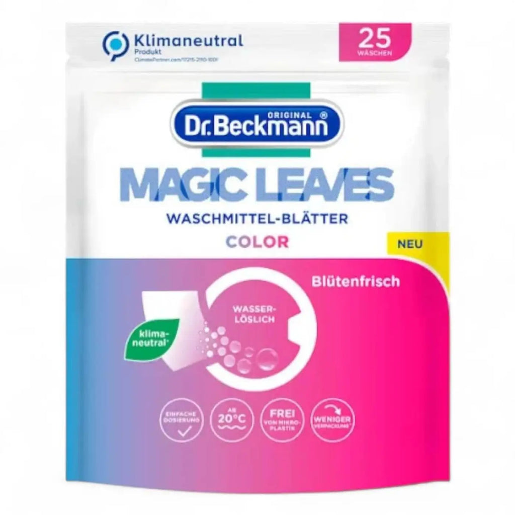 Dr beckmann magic leaves waschmittel blätter für farbe 25 waschladungen in bunten blattform