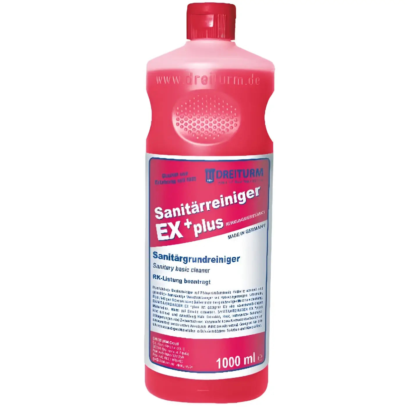 Rosa kunststoffflasche dreiturm sanitärreiniger ex plus 1l sanitär grundreiniger made in germany