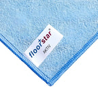 Lichtblaues microfiber premium-stretchtuch von floorstar aktiv mit weißem label aus hochwertigem material