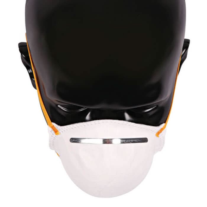 Ffp 2 nr atemschutzmaske vorgeformt mit weißer n95 respirator maske orange elastische ohrschlaufen und metallischer nasenbügel