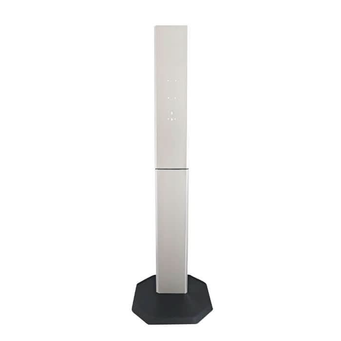 Moderner weißer minimalistischer bodenlamp mit schlankem rechteckigem design und schwarzer achteckiger basis