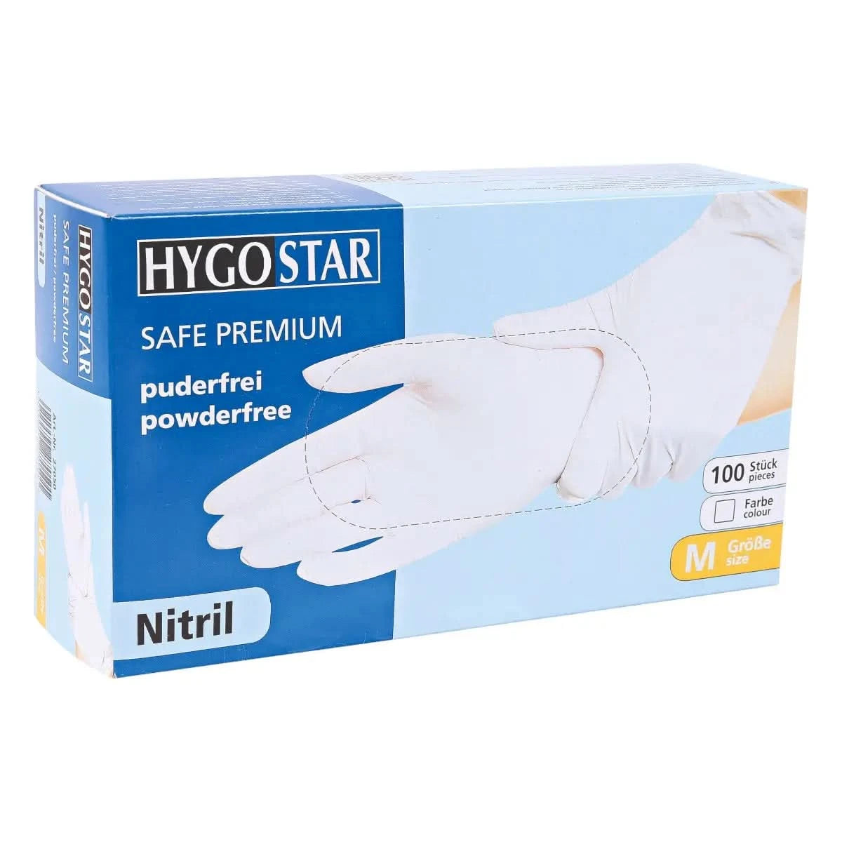 Hygostar "Safe Premium" Nitril-Handschuhe Weiß von Franz Mensch, puderfreie Schutzhandschuhe für Hygiene und Reinigung