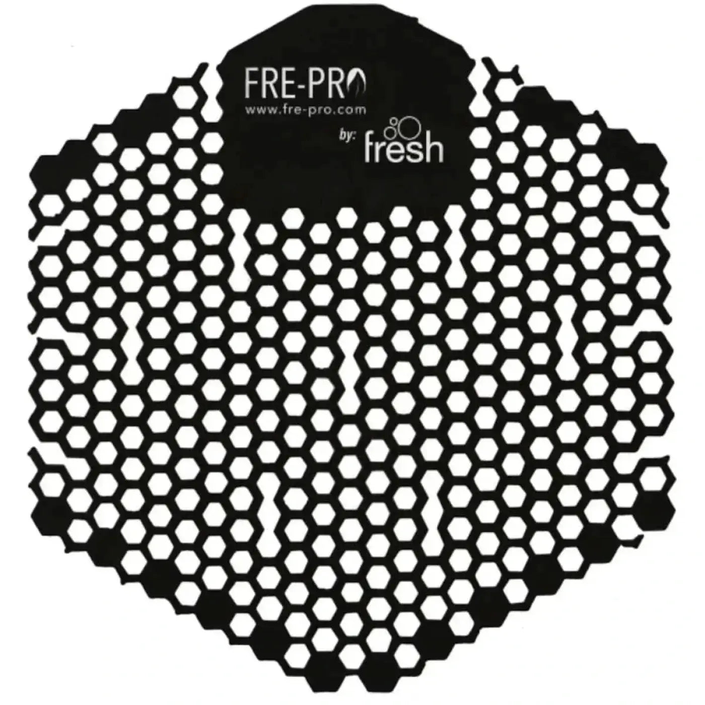 Frepro wave 3d urinalsieb mit duft in schwarz mit sechseckigem muster zur geruchskontrolle im urinal