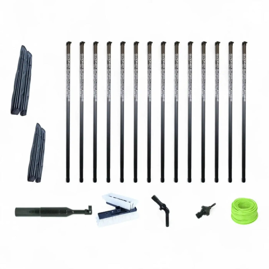 Set aus schwarzen teleskopischen carbon-gardiner modular steckstangen 77 23,47 meter mit bürsten und zubehör für poolreinigung