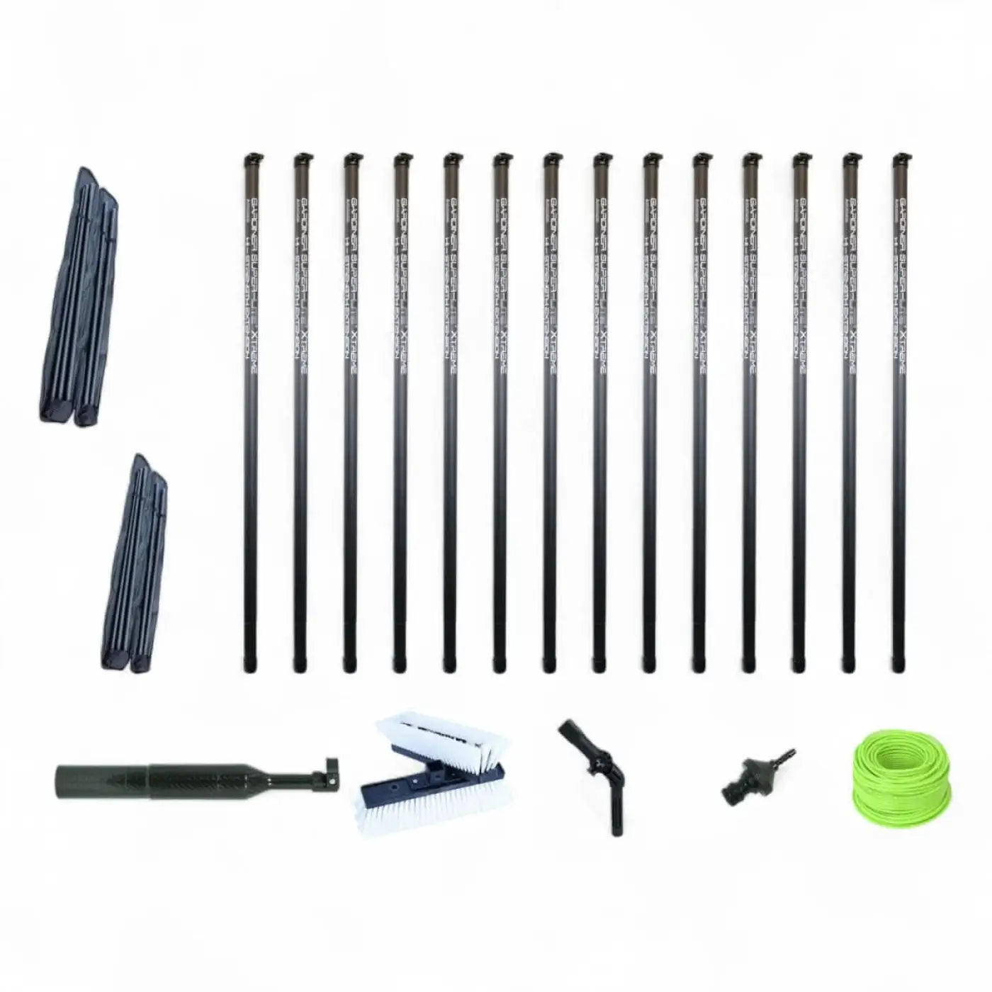 Set aus schwarzen teleskopischen carbon-gardiner modular steckstangen 77 23,47 meter mit bürsten und zubehör für poolreinigung