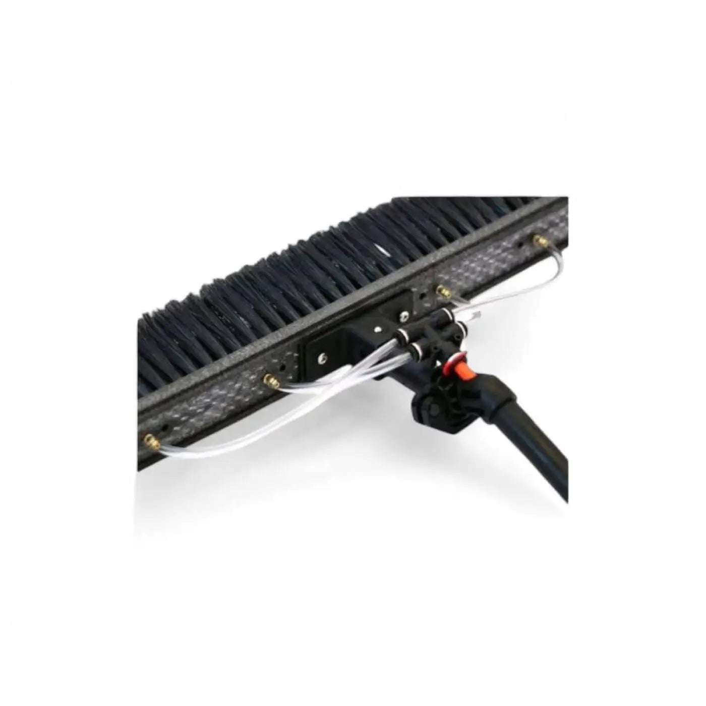 Black bristle brush with black handle and orange connector accent for Gardiner Quattro-Push-Fit Kupplung