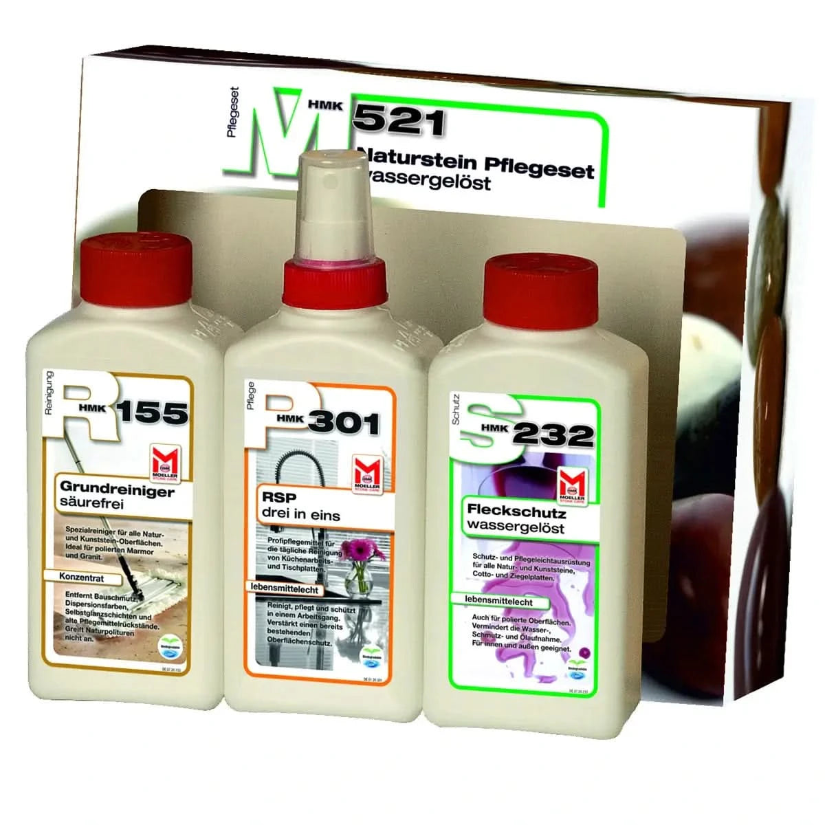 HMK M521 Naturstein-Pflegeset wassergelöst.