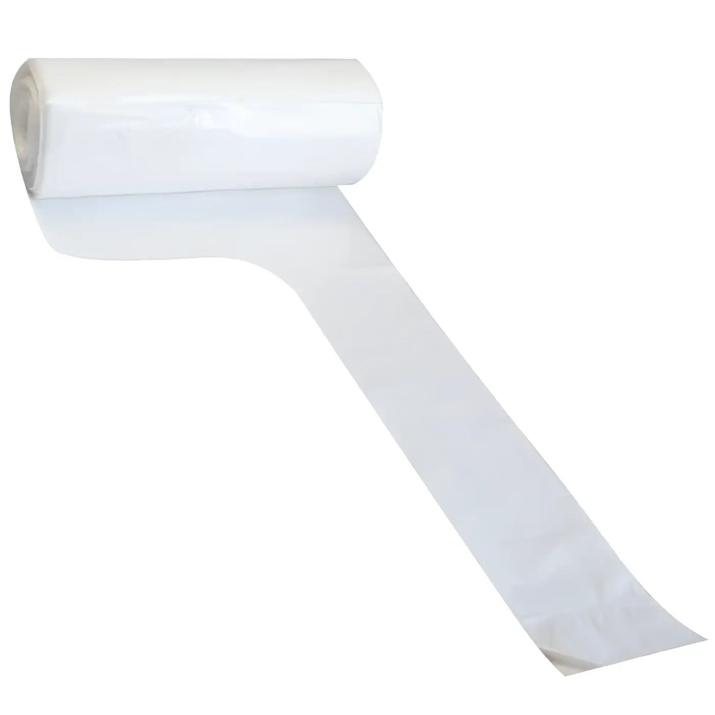 Ein rolle hygoclean müllbeutel mit tragegriff aus weißem, transluzentem hdpe, glatt und leicht glänzend