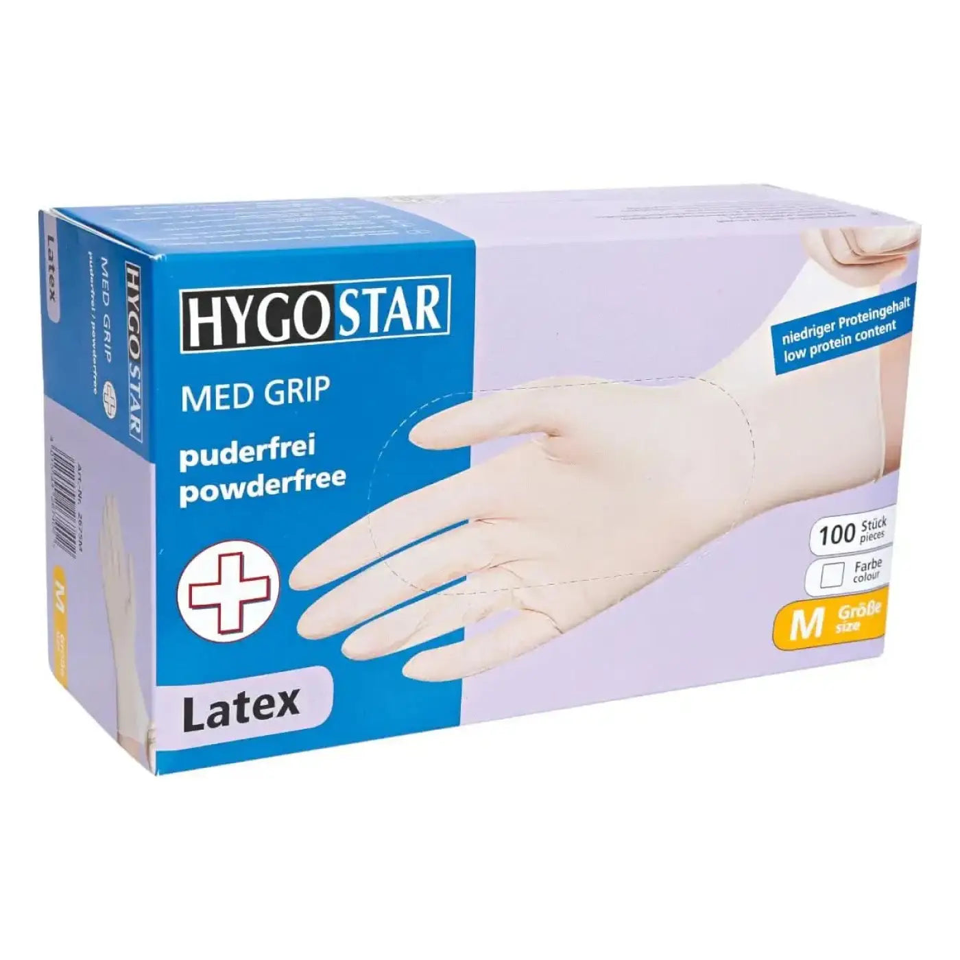 Hygostar latexhandschuhe med grip puderfrei medizinische puderfreie latexhandschuhe mit geringem proteingehalt medium