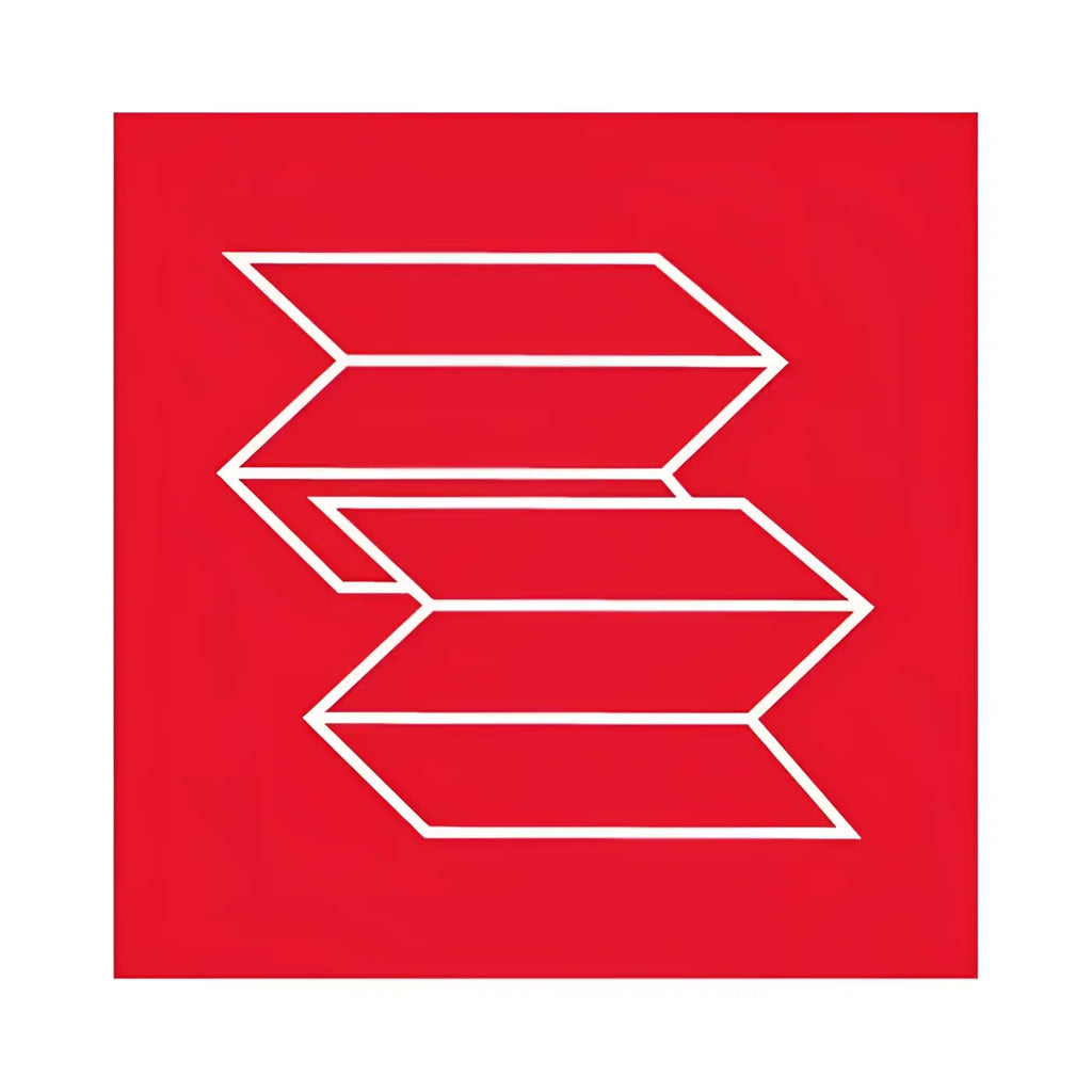 Rotes quadratlogo mit weißer umrandung dreier gestapelter, zickzackförmiger rechtecke auf katrin classic handtuchpapier nonstop m2 z interfalz 4000 blatt