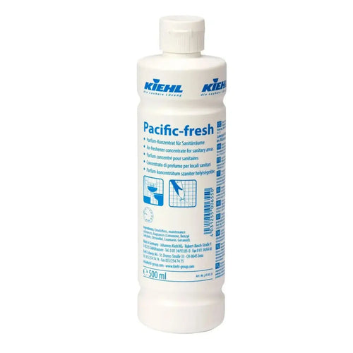Weiße plastikflasche kiehl pacific-fresh duftöl 500 ml zur luftauffrischung in sanitärräumen