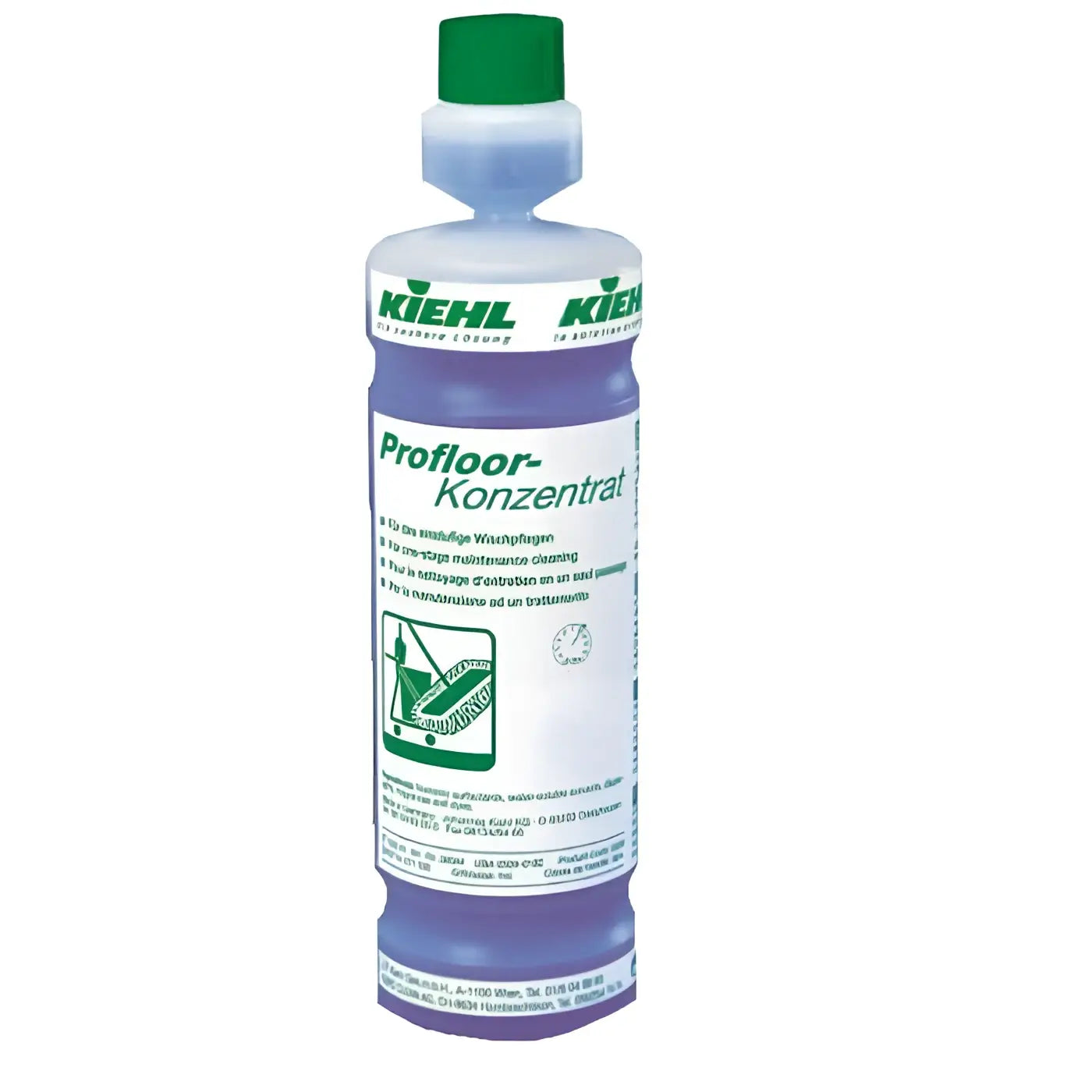 Flüssiges kiehl profloor-konzentrat wischpflege 1l in lila kunststoffflasche mit grünem deckel
