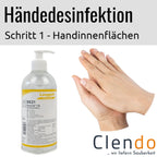 Clear plastikflasche langguth de21 desmila lsi handdesinfektion 500ml mit weißem pumpspender und gelbem etikett