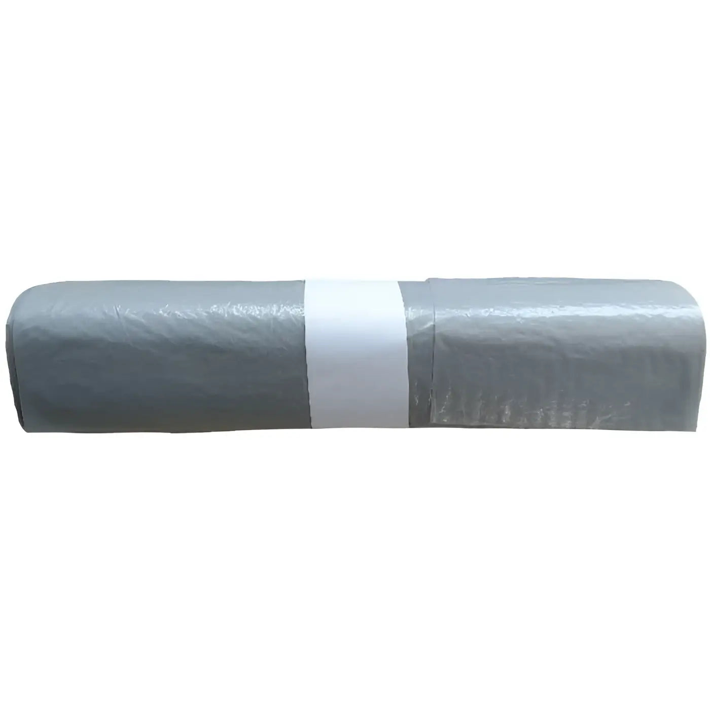 Ein rolle grauer ldpe müllsäcke 120l typ 60 33µ aus kunststoff, mit weißem band gesichert, 25 stück