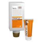 Lindesa k professional hautschutzcreme in weiß-orange tube mit honigwaben-design für professionelle hautpflege