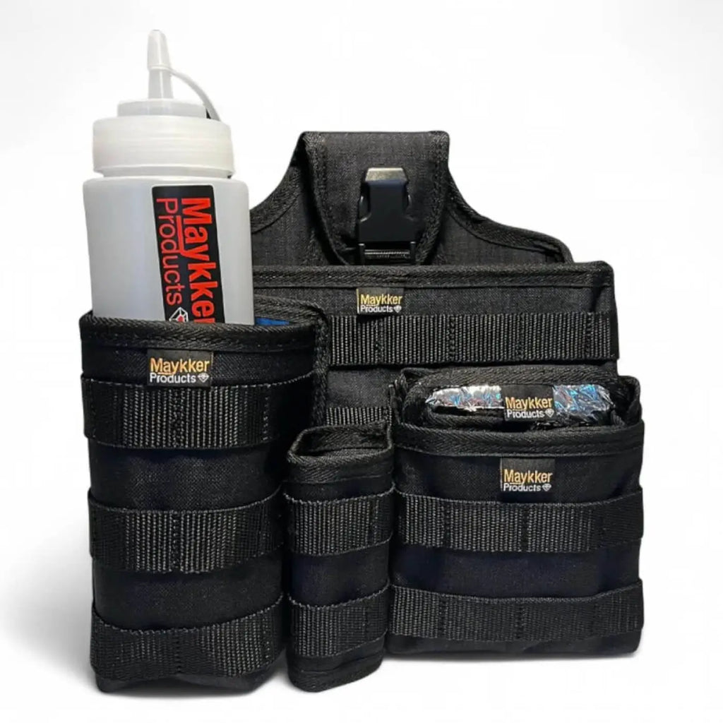 Schwarzer maykkr tactical advantage set tasche mit mehreren fächern und verstellbaren riemen aus robustem material
