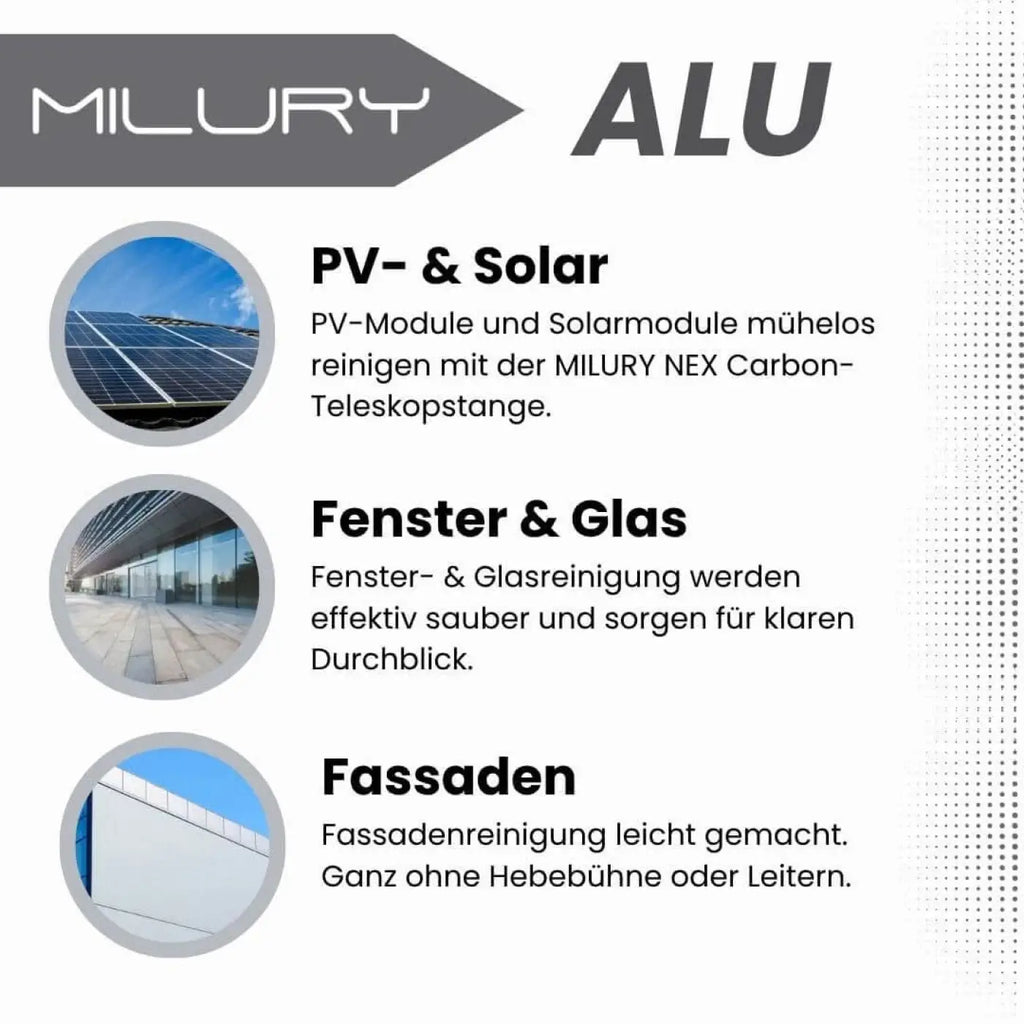 Milury aluminium profi-teleskopstange alu carbon in schwarz für solar- und fensterreinigung