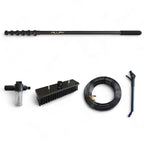 Schwarze aluminium profi-teleskopstange von milury mit ausziehbarem druckwaschlanzegriff und strukturiertem griff