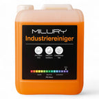 Orange kunststoffkanister mit milury industriereiniger ph 135 starke alkalische reinigung 5 liter haccp zertifiziert