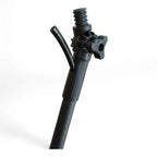 Schwarzer kunststoff tripod-kopf mit gewindemontage und verstellbarer klemme für milury nex 3k vollcarbon teleskopstange