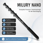 MILURY NANO teleskopowy kij 78 cm-250 cm do mycia szyb