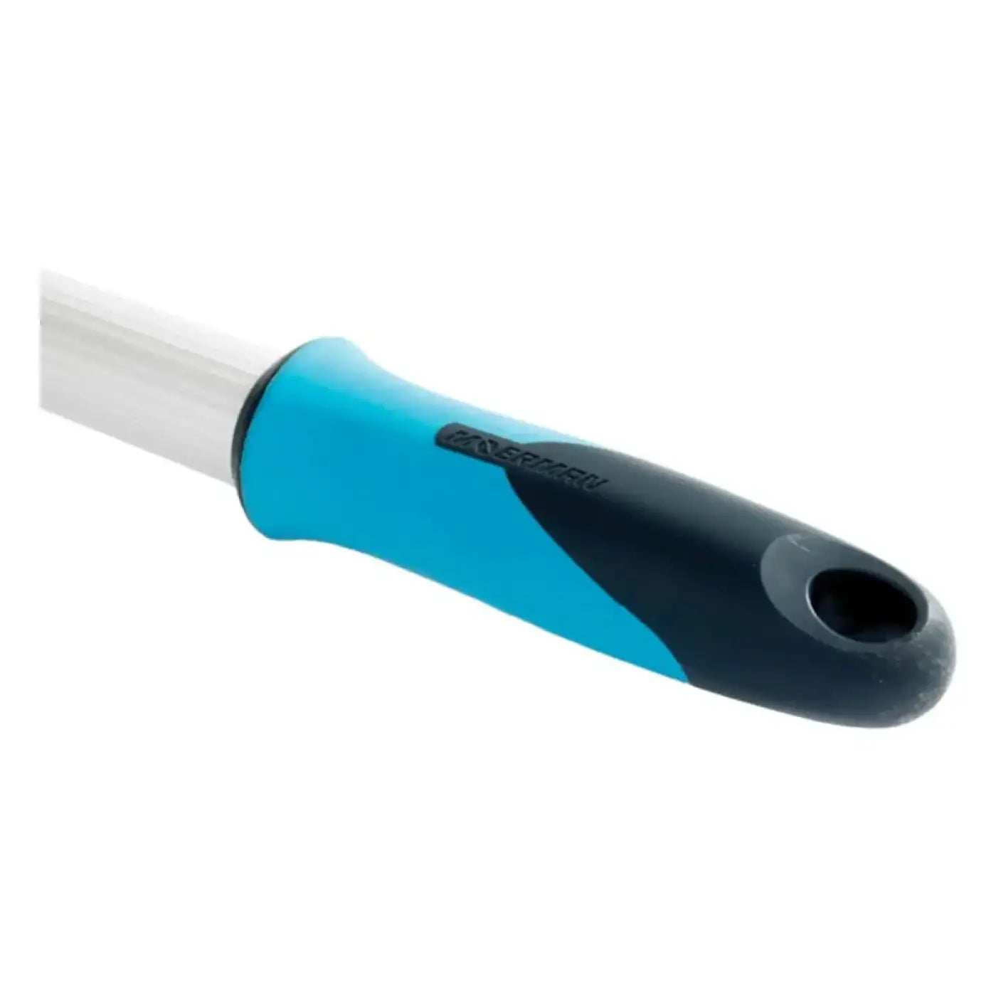 Moerman aluminium teleskopstange mit blauem und schwarzem ergonomischem griff und silberner metallschaft