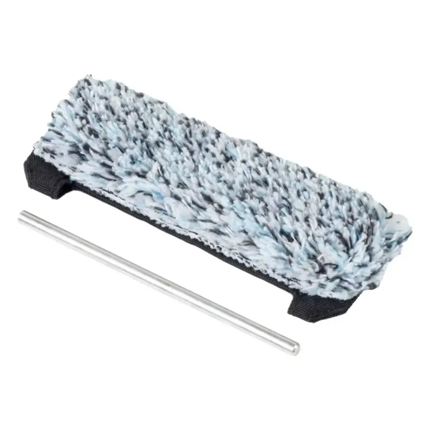 Moerman fugu fliq pad 15cm grauschwarz gesprenkelter mikrofasermitt mit schlankem metallgriff zur autoaufbereitung