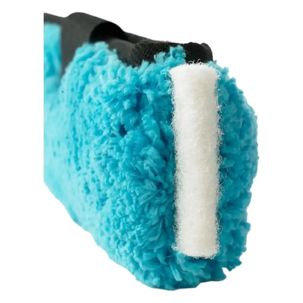 Moerman premium microfaser einwascher mit türkisfarbenem fuzzy roller weißem schaumstoffstreifen und schwarzem griff