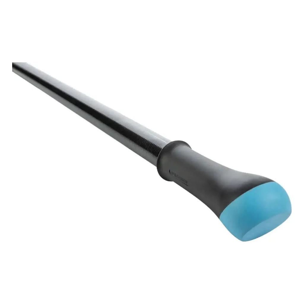 Ergonomischer black und teal griff mit strukturierter oberfläche an der moerman takumi deluxe teleskopstange 2,4m