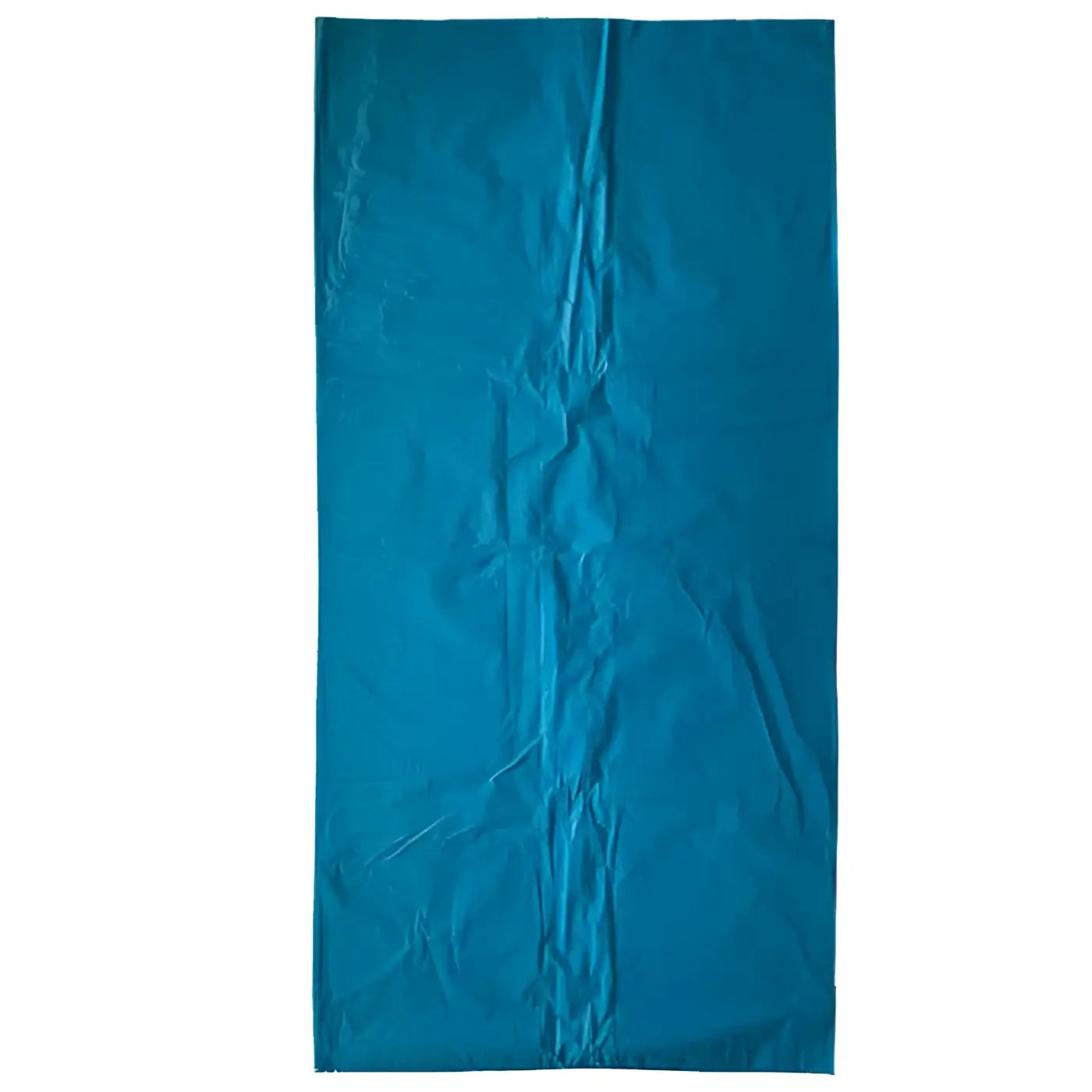 Ein geknitterter tealfarbener müllsack aus blauem ldpe regenerat 150µ in einer 80er packung