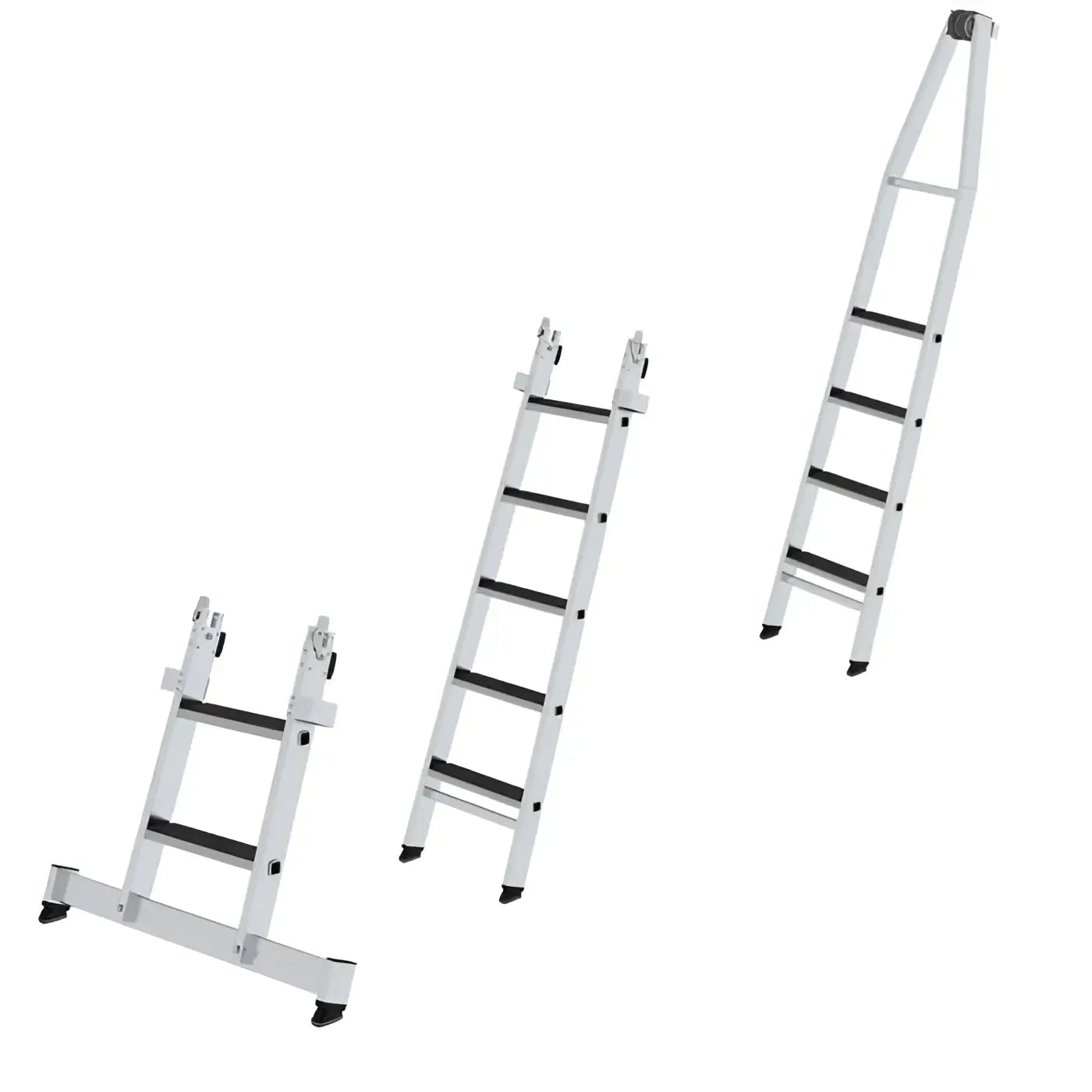 Munk glasreiniger stufenleiter spitzleiter r13 silberne aluminium mehrzweckleiter mit schwarzen gummierten stufen und füßen