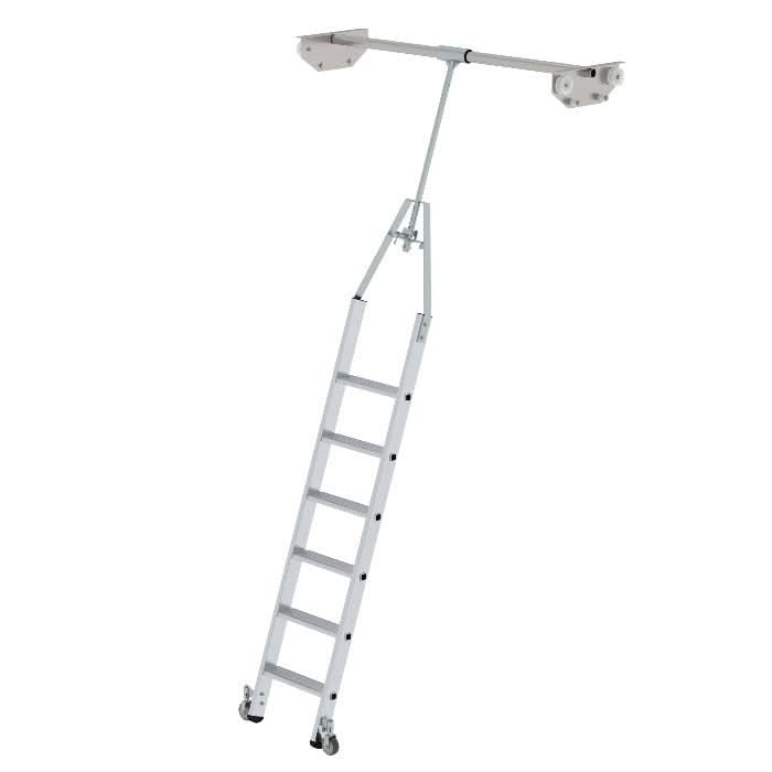 MUNK Steigtechnik Stufen Regalleiter drehbar für Doppelregal.