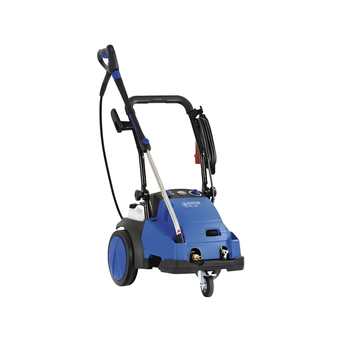 Nilfisk hochdruckreiniger mc 5m-200/1050 xt blau-schwarz mit griff schlauch und rädern für einfaches reinigen