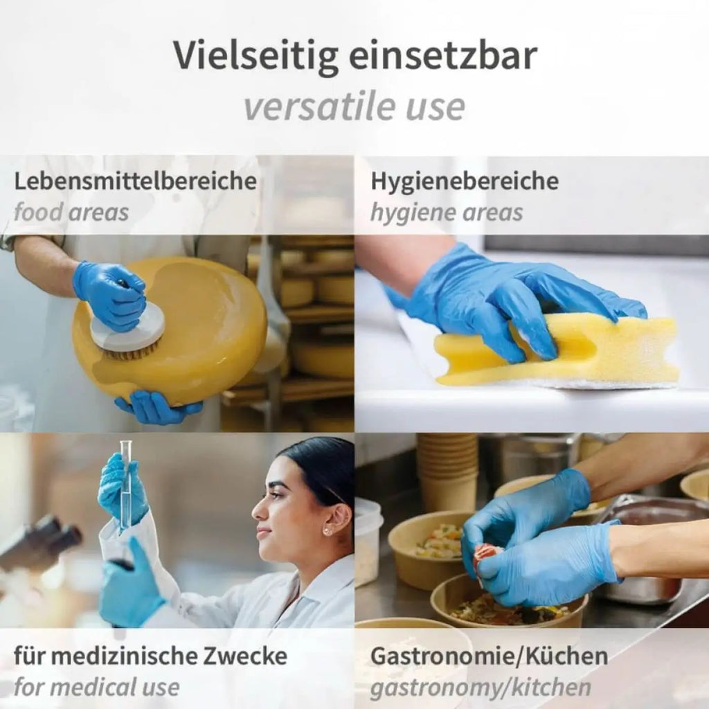 Gelber schwamm mit weißem rundbürstenaufsatz bei nitrilhandschuhe rapid-on puderfrei 100 stück bestandsartikel