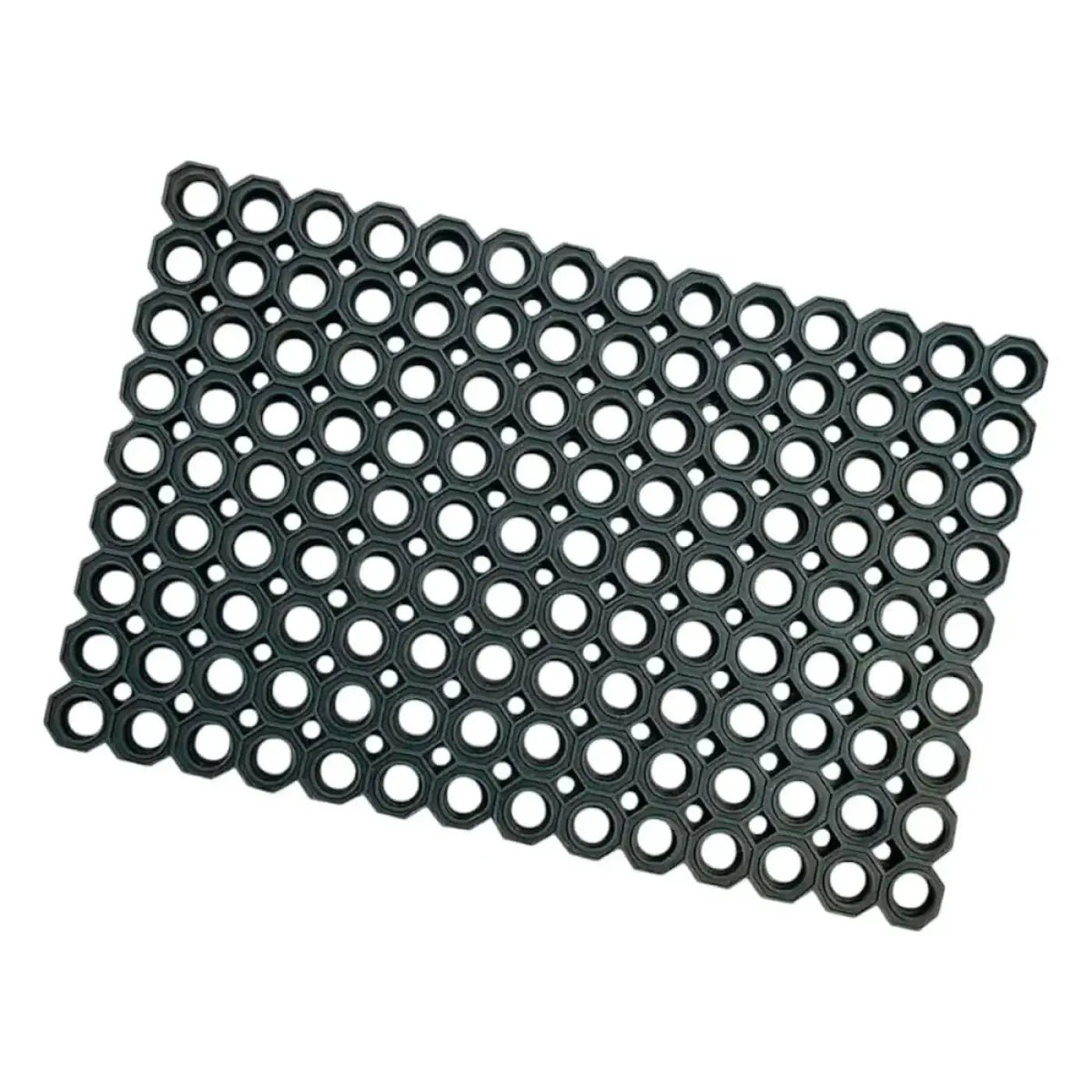 Nölle fußmatte aus schwarzem gummi mit honigwabenmuster und hexagonalen ausschnitten