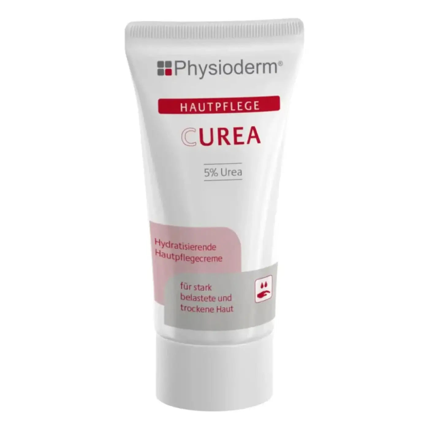 Weiße tube physioderm curea 5 prozent harnstoff hydrierende hautpflegecreme für trockene und irritierte haut