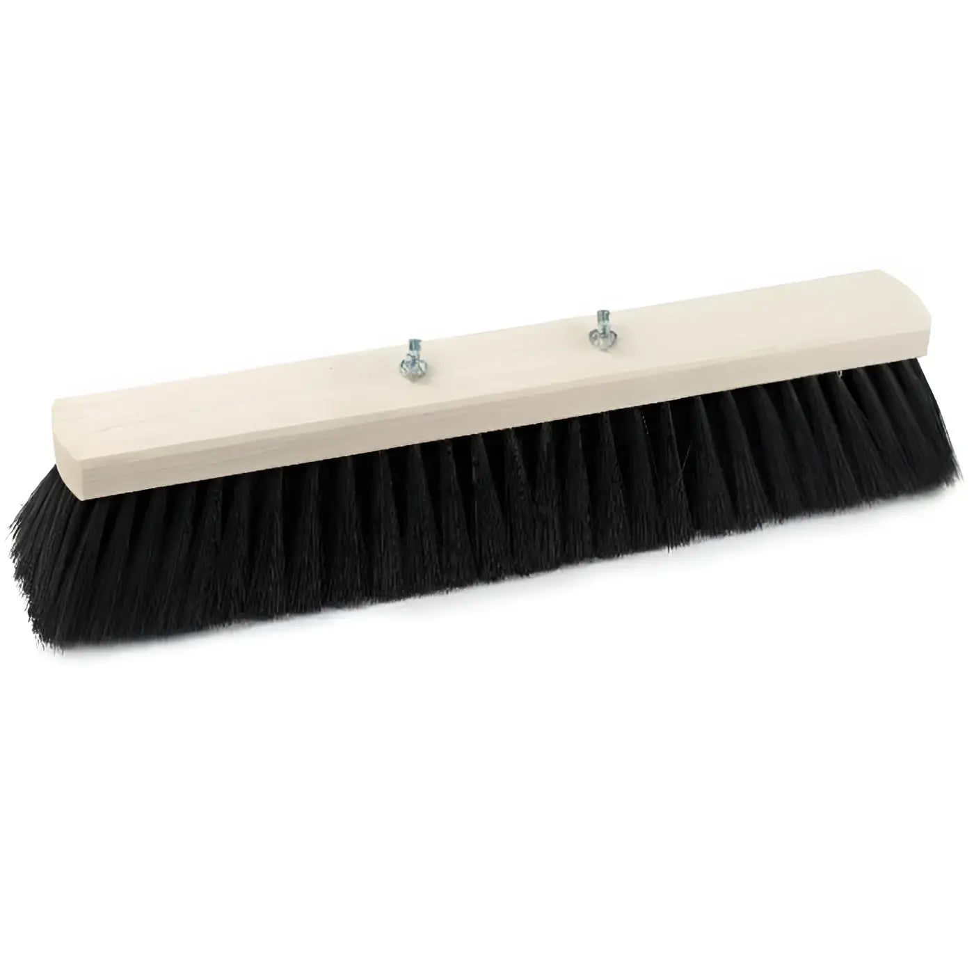 Black bristle saalbesen floor brush with light wooden handle and wing screws for fine art cleaning