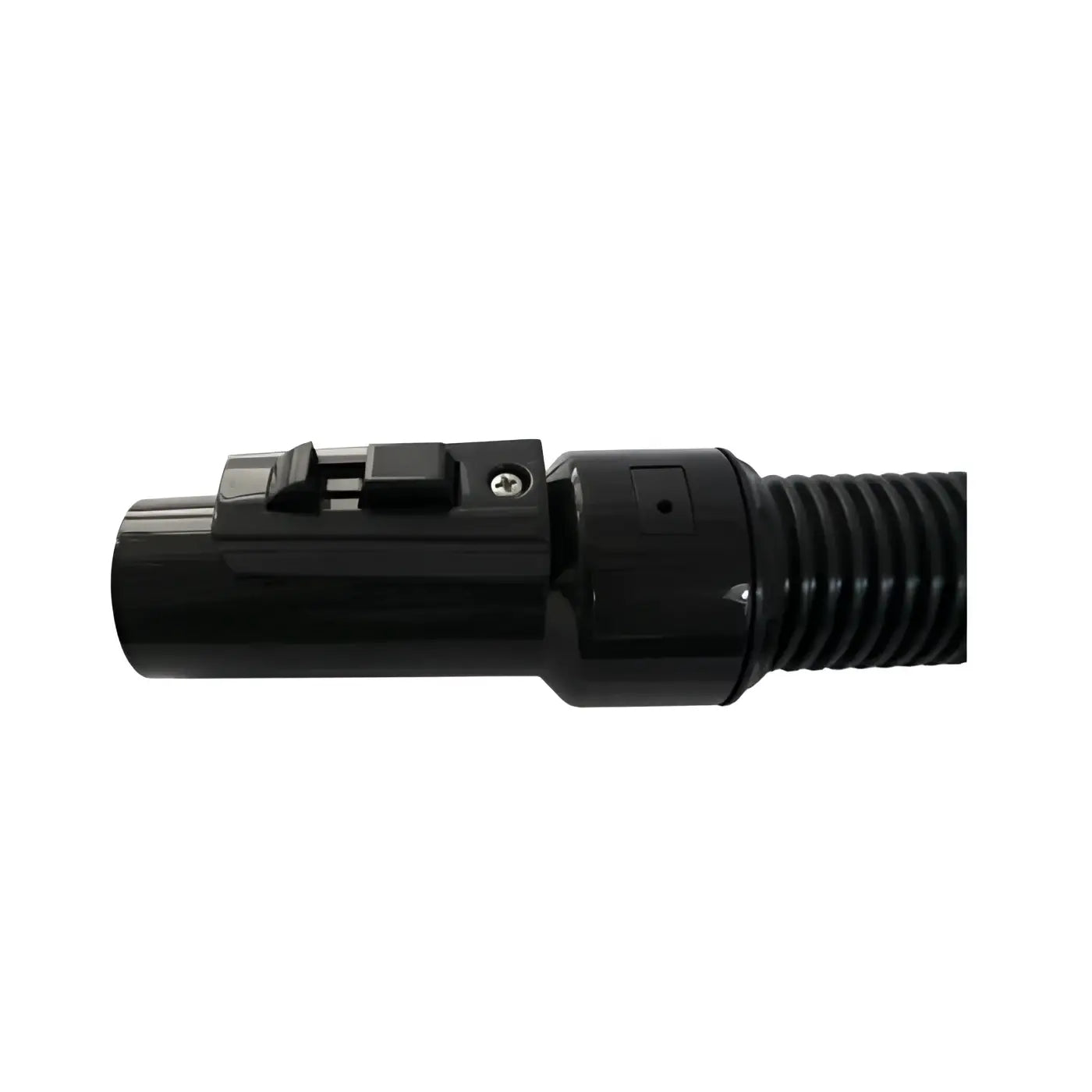 Schwarzer plastik-saugschlauch komplett für columbus st7 und st11 mit geripptem anschluss und schiebverschlussmechanismus