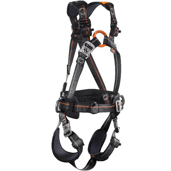 Skylotec ignite trion sicherheitsgurt schwarzer und oranger klettergurt mit verstärkten webbing-strap und metall-schnallen
