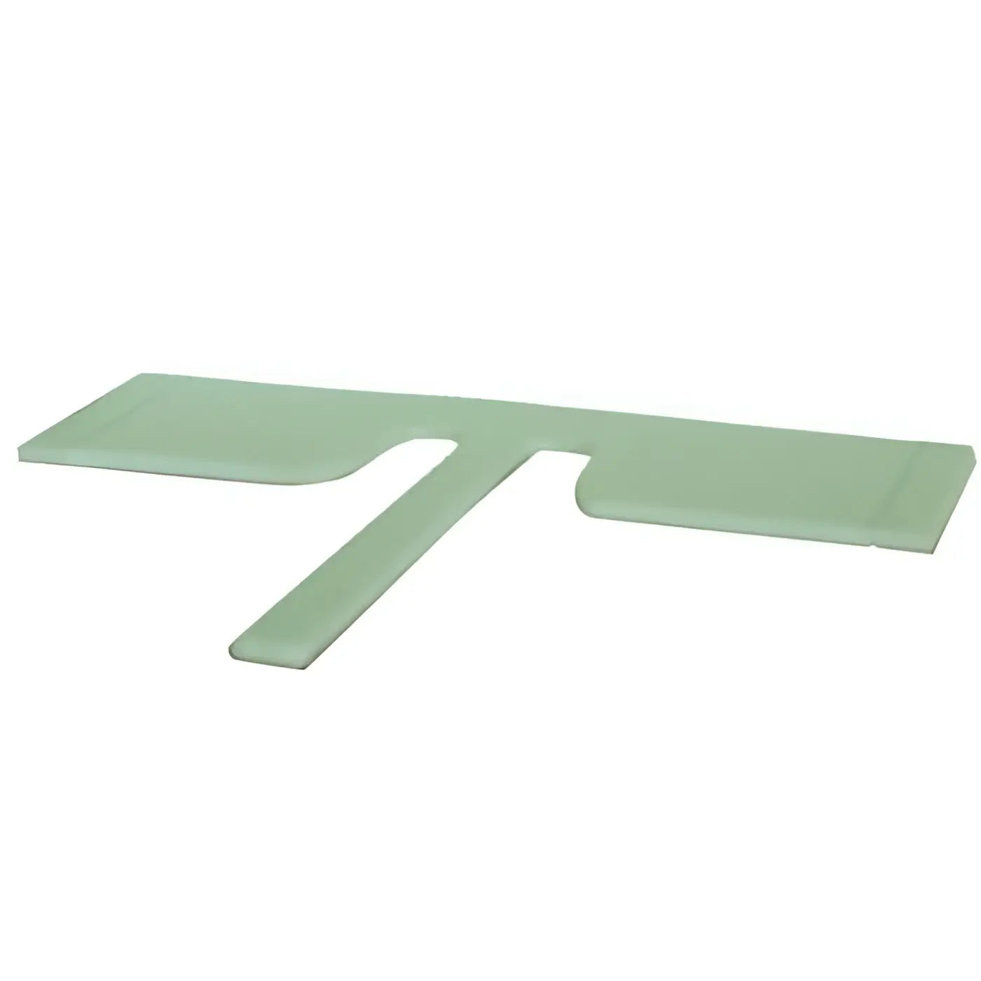 Lightgrünes plastik t förmiges werkzeug mit zwei flachen armen und zentraler leiste für solufresh aeron verdunstervlies